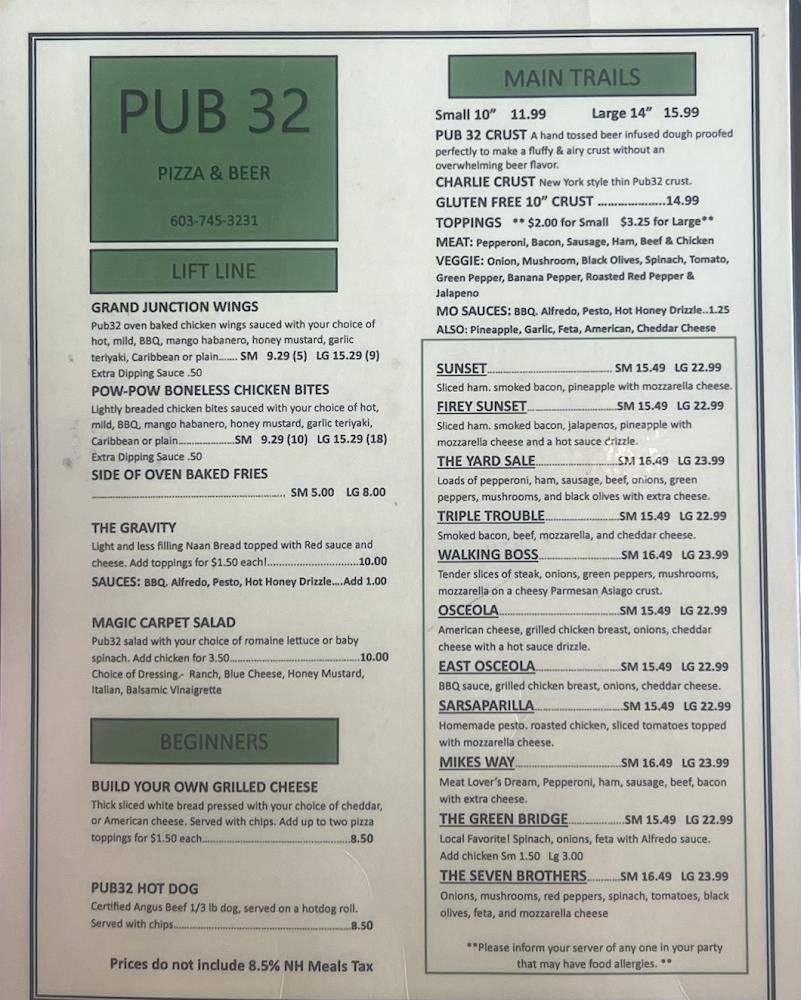 Pub 32 Menu image 1